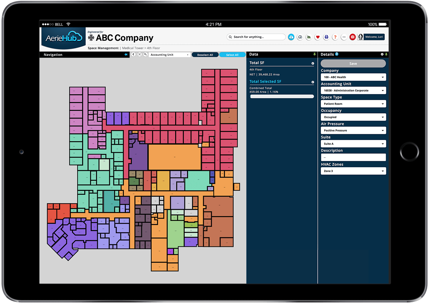 Space Management Module Image on Ipad